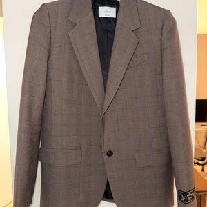 Aritzia Wilfred Plaid Blazer in Brown